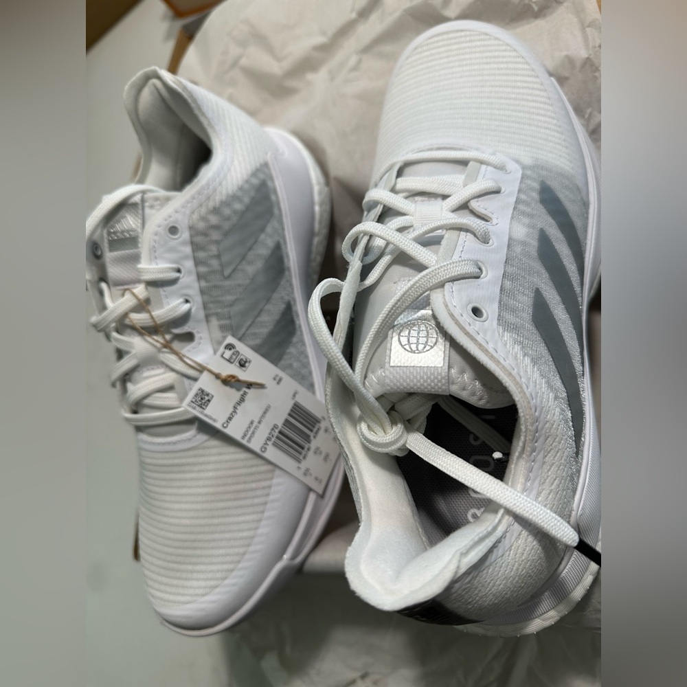 Adidas Crazyflight White and Gray Shoes